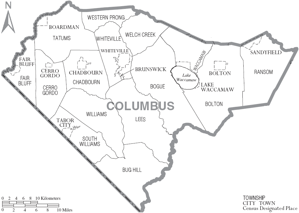 Map of Columbus County, North Carolina - Familypedia