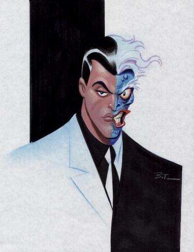 Two-Face's face has been altered over the years.