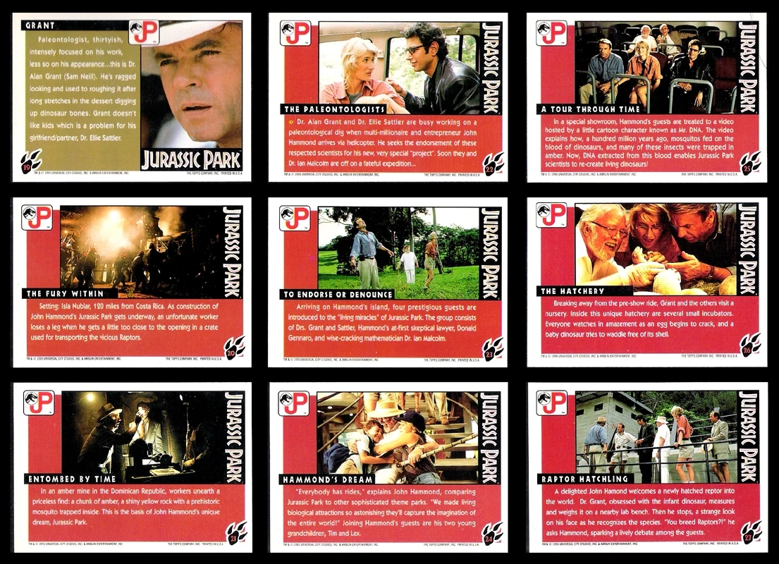 Topps Card Set 1 Page 3 Park Pedia Jurassic Park Dinosaurs 