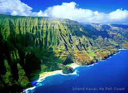 The Na Pali Coast of the island of Kauai.