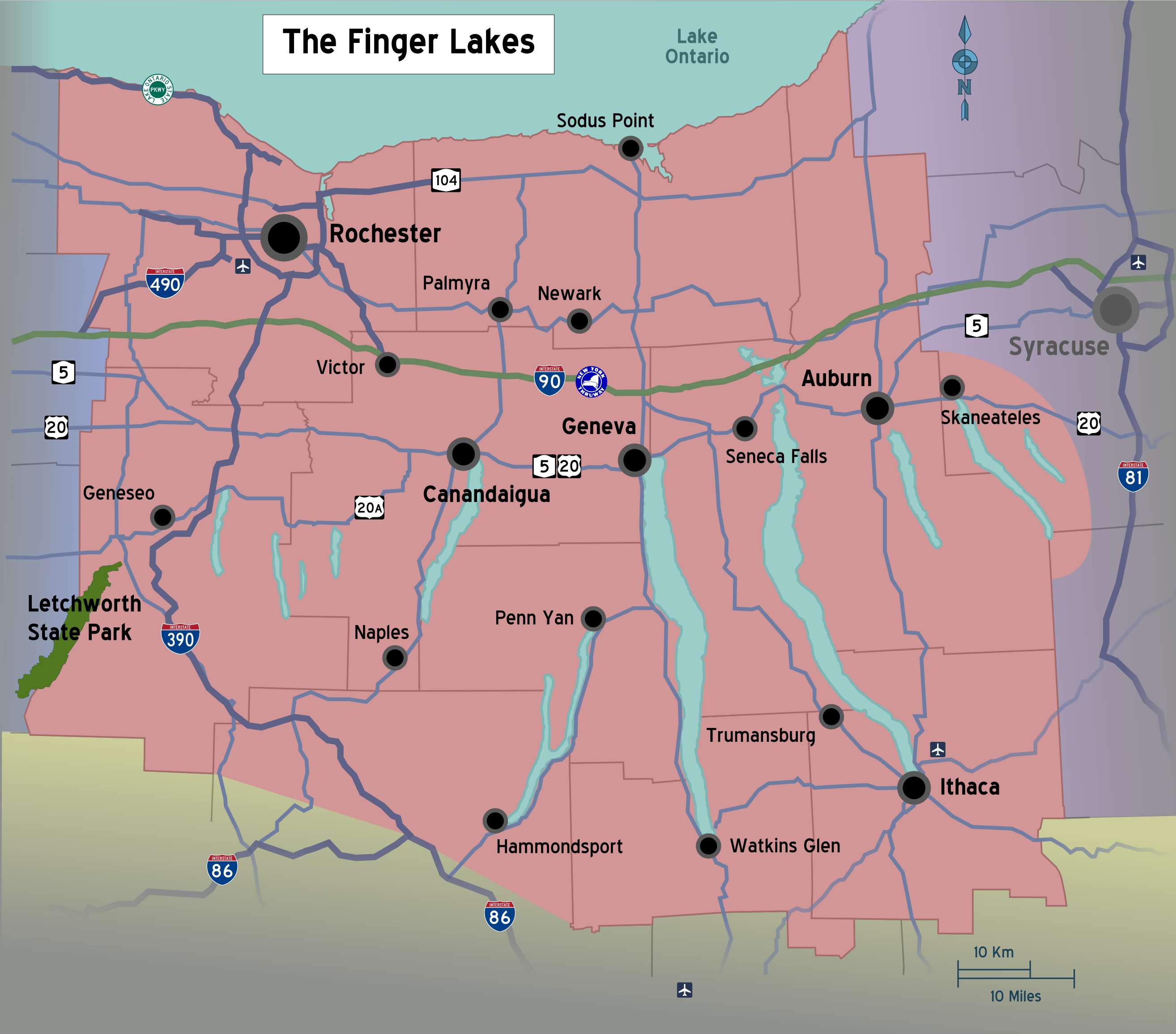 Map of the finger lakes