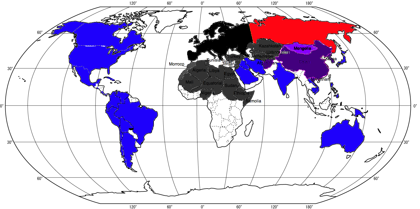 The world by 1980. Blue- America and Allies, Black- Nazi Germany at ... The world by 1980. Blue- America and Allies, Black- Nazi Germany at ...