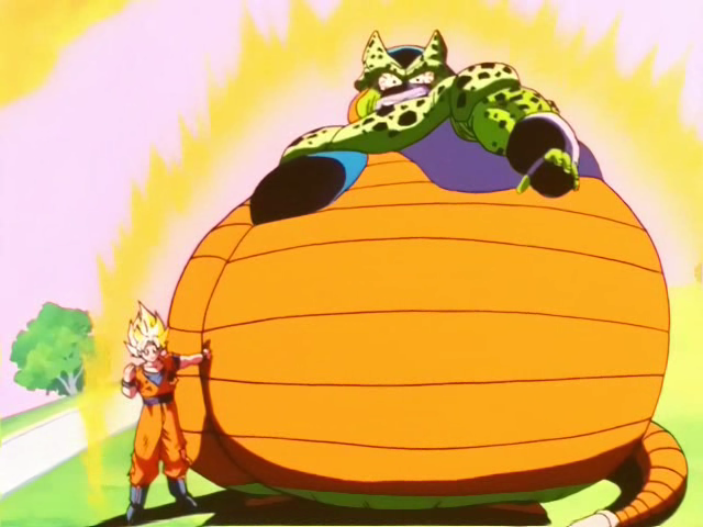 Cell's suicide and killing of Goku