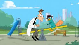 Doof and Perry on a Seesaw