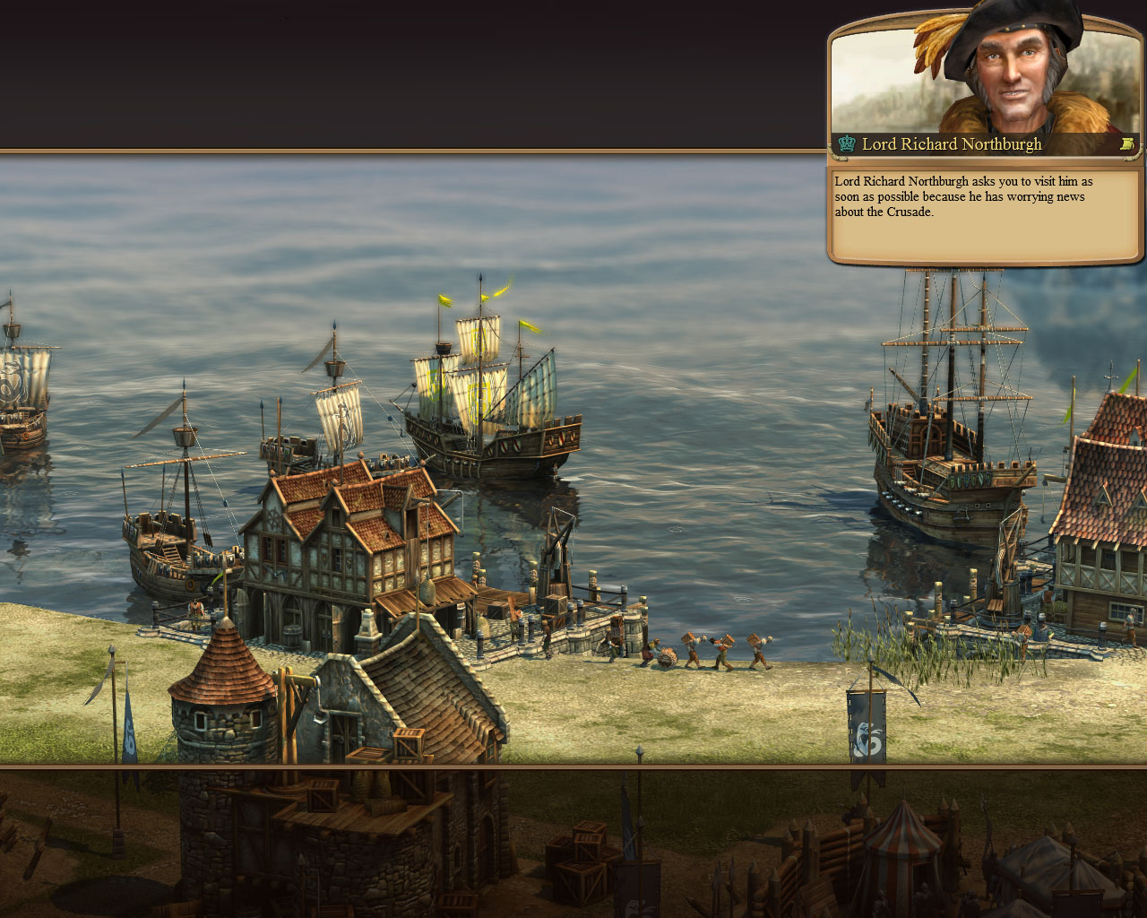 anno 1404 trade wood to ship at sea quest