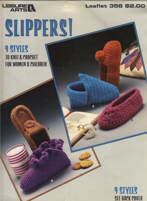 Leisure Arts 356 Slippers! 9 Styles to Knit & Crochet For Women