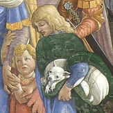 Botticelli Trials of Moses, detail boy with dog