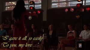 Glee=3x16 - Santana Singing to Brittany -with Added Caption-