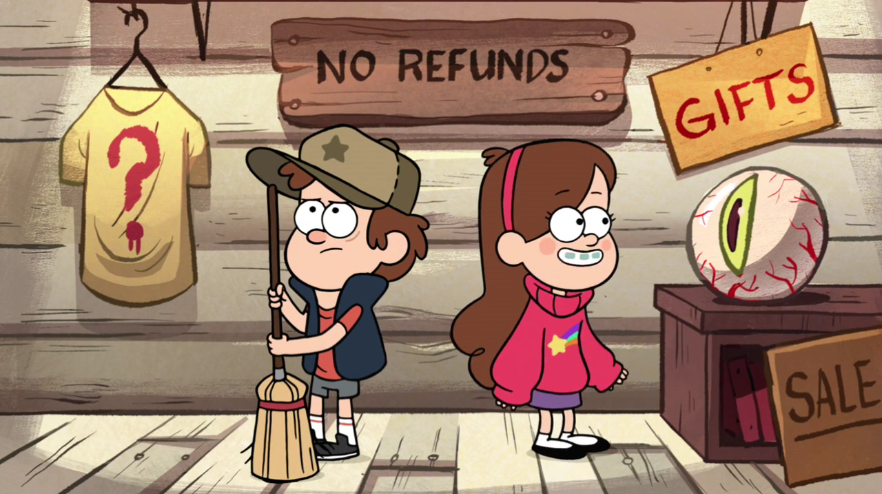 File:S1e1 dipper and mabel in mystery shack.png