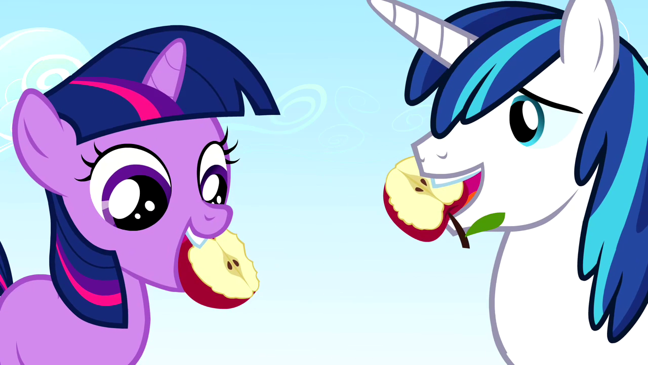 Image Twilight Sparkle And Shining Armor Eating An Apple