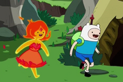 S5e12 Finn and Flame Orincess at vault entrance