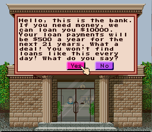 SimCity Snes Loan Screen