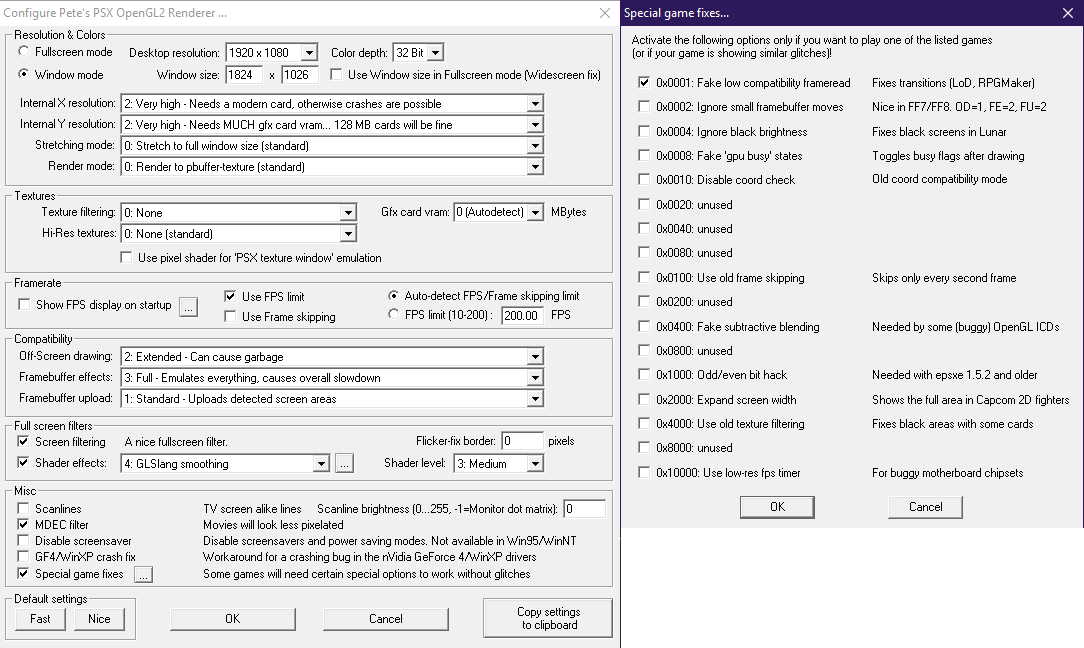 Recommended ePSXe setup for The Legend of Dragoon. (Click the image to enlarge)