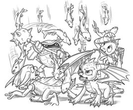 Spyro, Gill Grunt, Zap, Wham-Shell