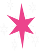 pink six-pointed sparkle surrounded by 5 small white sparkles