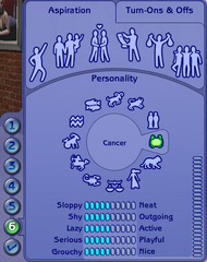 CAS - Personnalité & Aspiration (Les Sims 2)
