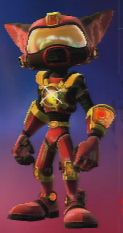 Ratchet skin in full armor for the red team in Ratchet & Clank: Full Frontal Assault.