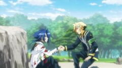Zenkichi and Munakata clasp hands