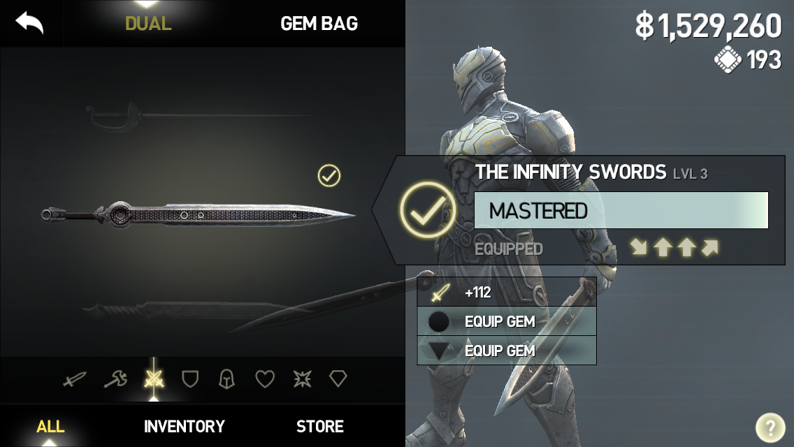 infinity blade sword list