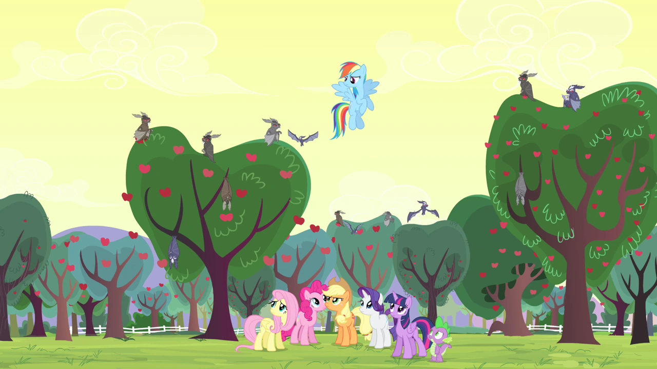 Image - Main cast finds vampire fruit bats S4E07.png - My Little Pony