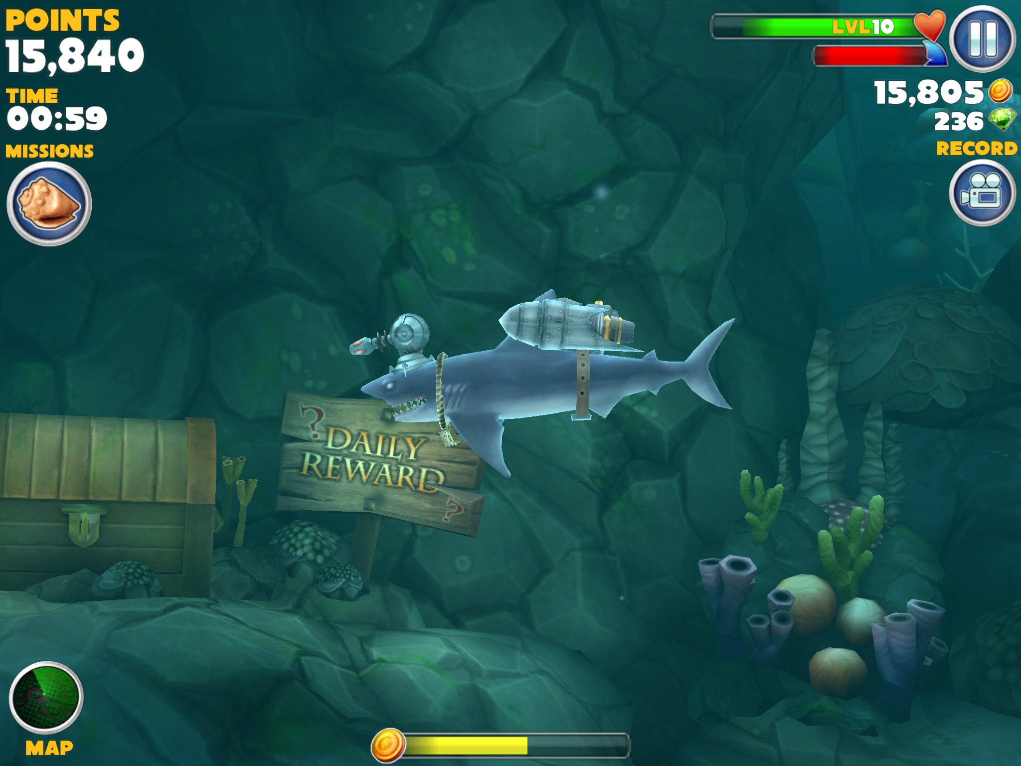hungry shark evolution map with objects