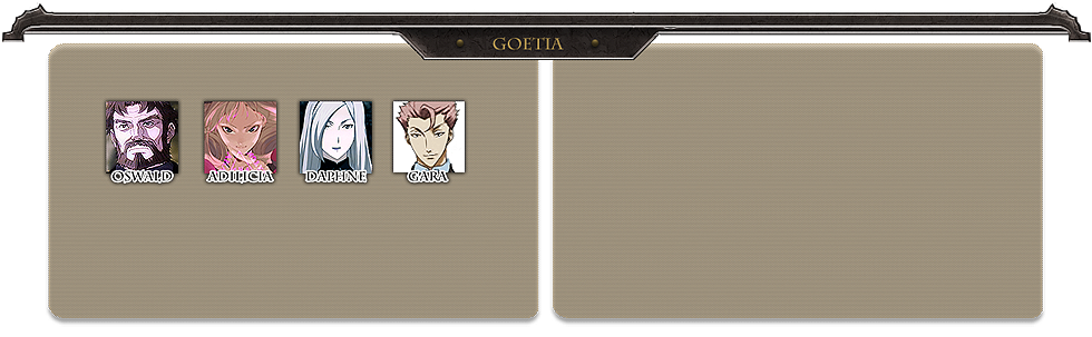 Menu panel goetia