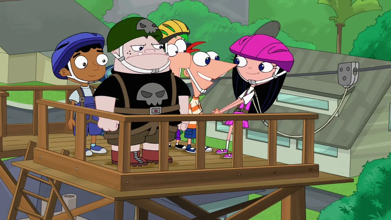 Phineas helping Isabella back at the platform