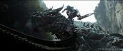 Optimus Prime riding Grimlock