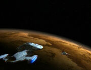 USS Voyager im Orbit von Ocampa