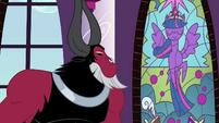 Tirek looking at stained glass window showing Twilight S4E26