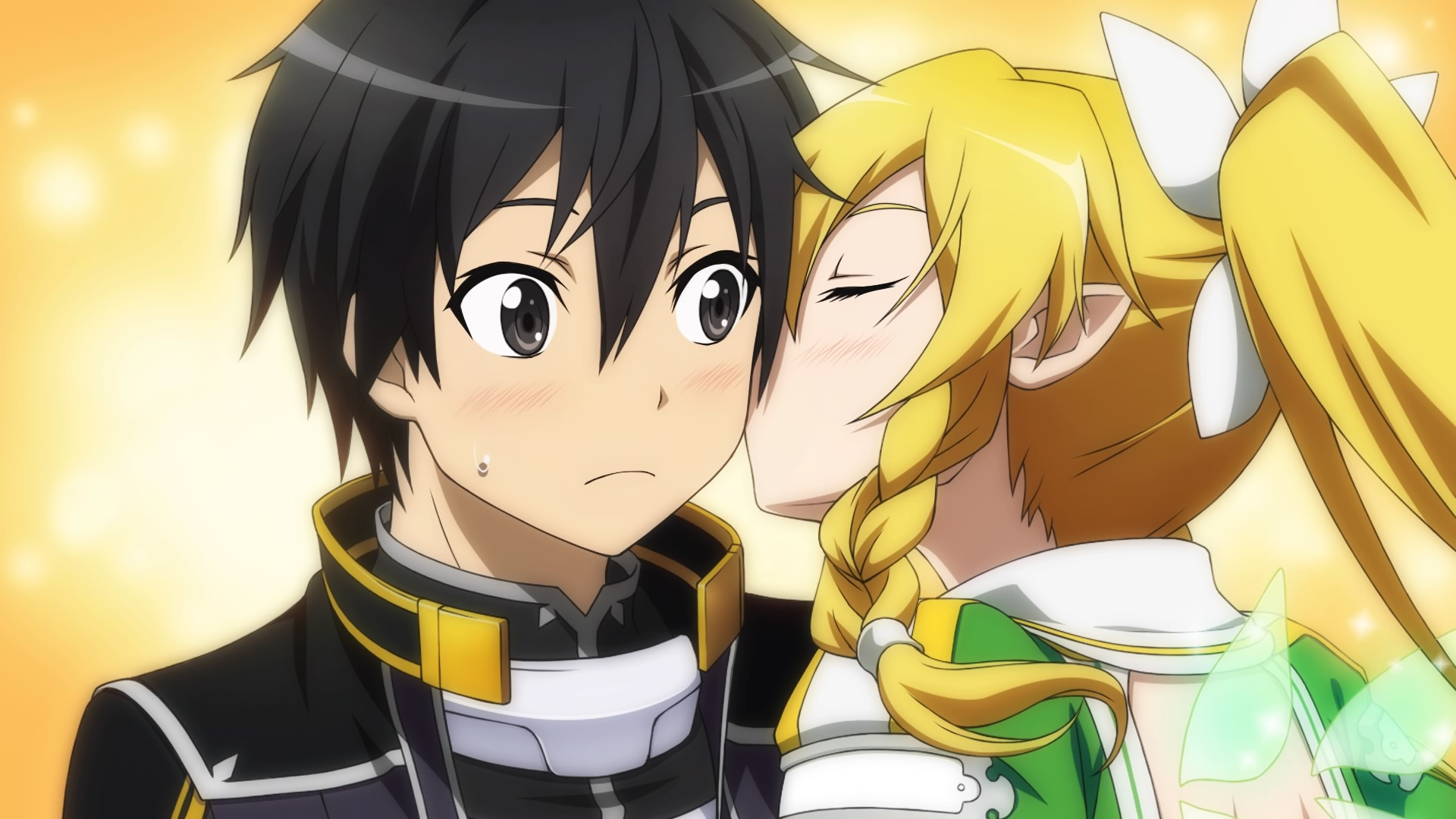 Image Leafa Kissing Kirito On His Cheekpng Sword Art Online Wiki 1114