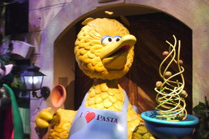 Spaghetti chase bird