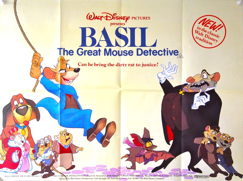 Basil The Great Mouse Detective Watch Online Image - Basil-the-great-mouse-detective-original-uk-quad-film-poster