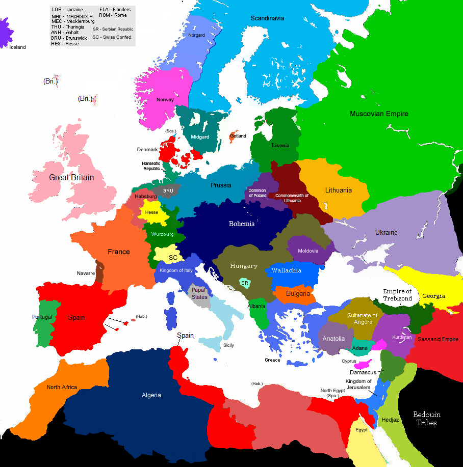 Europe 1430, 1616-1646 (Map Game) - Alternative History