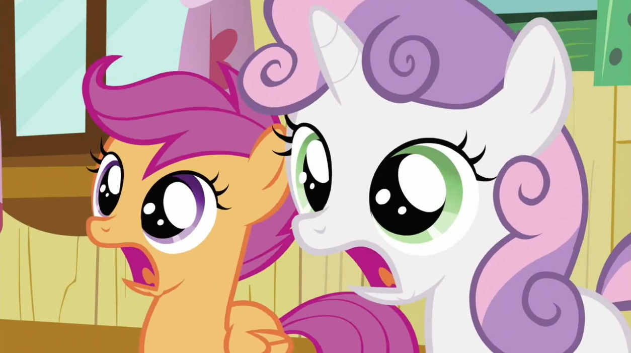 Image - Scootaloo & Sweetie Belle jaw drop S2E17.png - My Little Pony ...