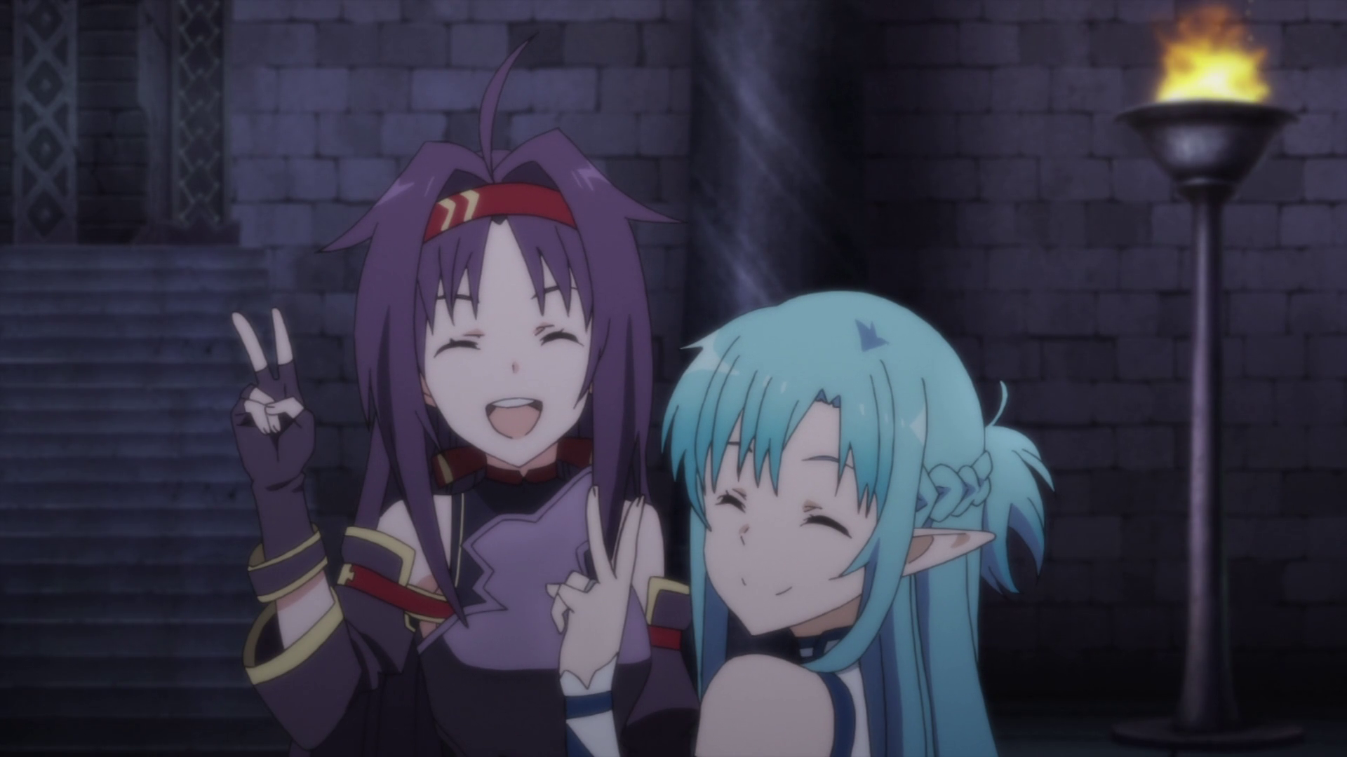 Image - Asuna and Yuuki's victory gesture.png - Sword Art Online Wiki ...